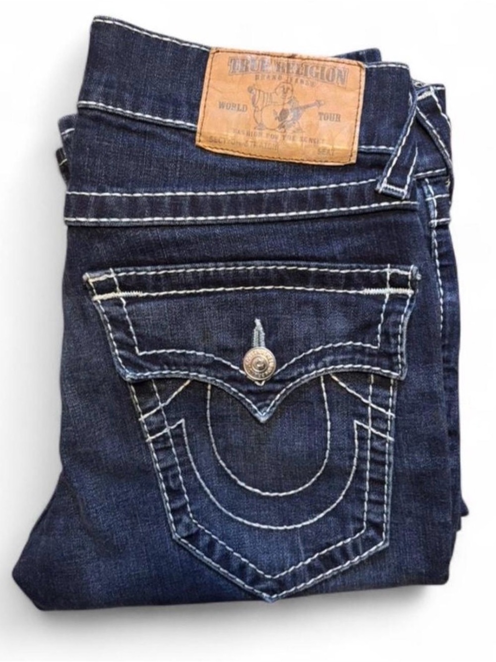 True Religion Straight Men's Jeans with White Contrast Stitching
